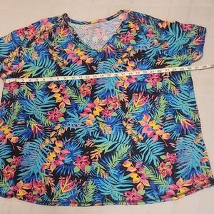 Woman Within Tropical Floral Short Sleeve Tee - Multicolor